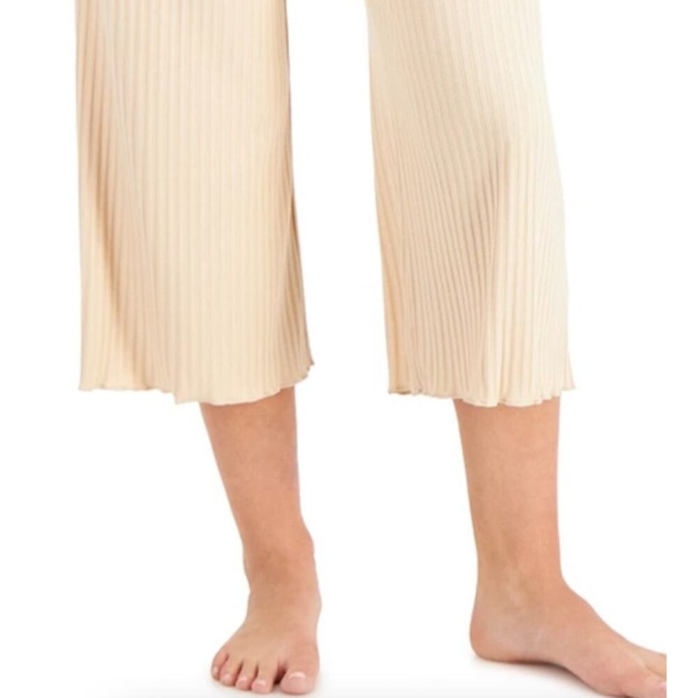 ALFANI WOMENS SIZE LARGE RIBBED CAPRI PAJAMA PANTS SET CREAM NEUTRAL NWT - Picture 4 of 14